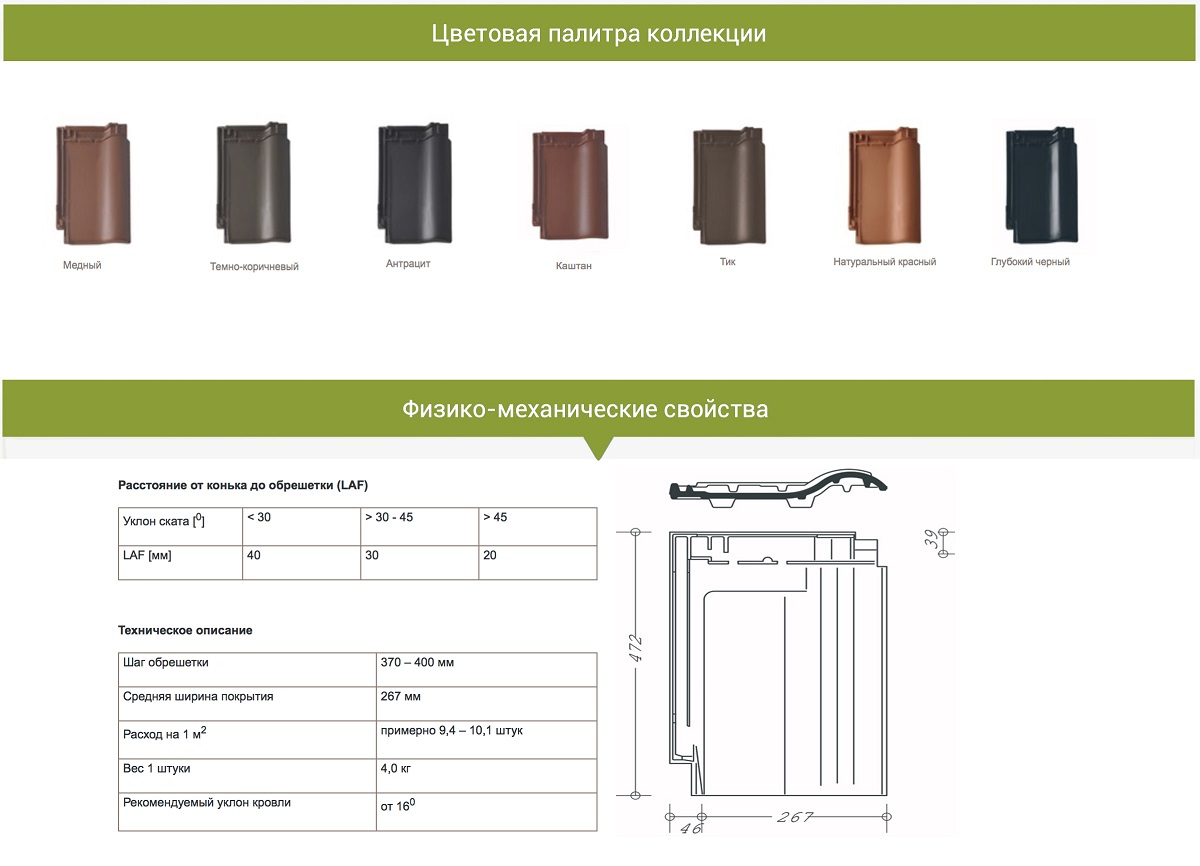 Палитра цветов BRAAS Rubin9V Палитра цветов BRAAS Rubin9V